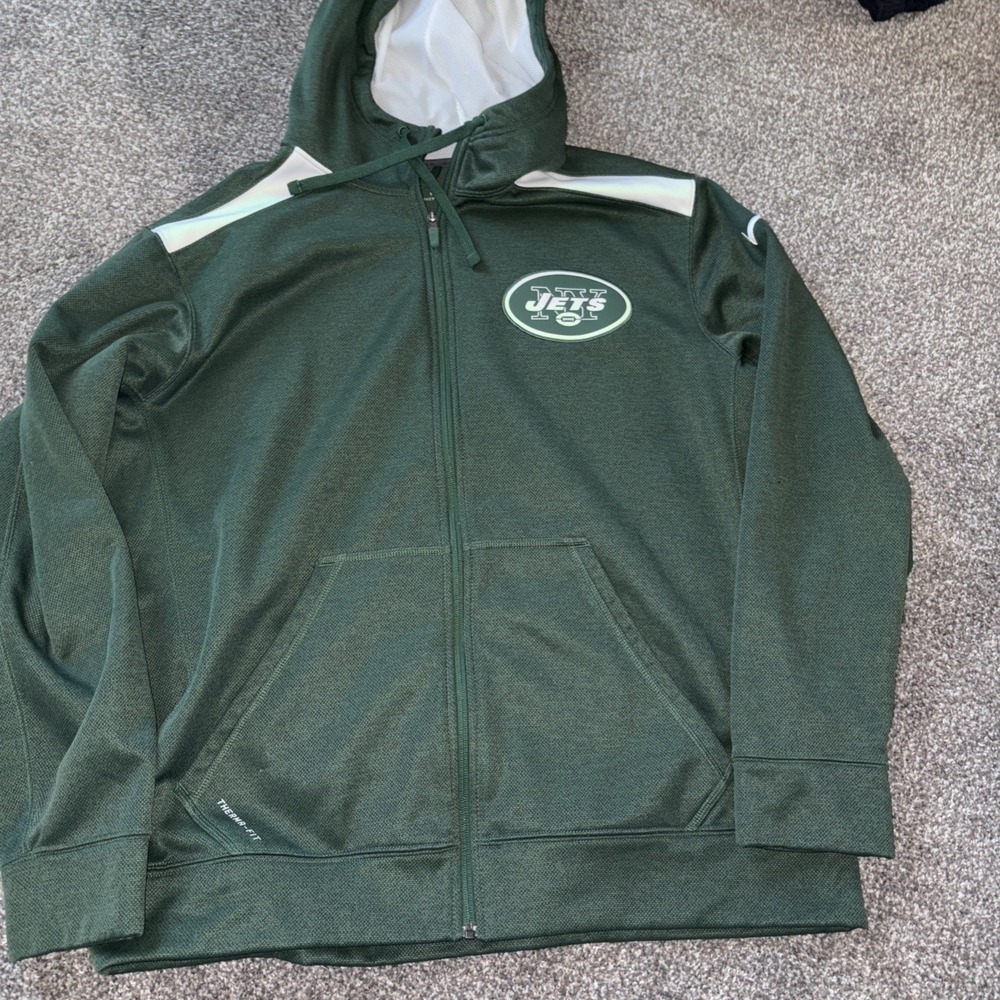 Nike NFL New York Jet Therma Fit Sweatshirt Mens XL Football Zip-up